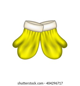 Winter mittens in yellow design