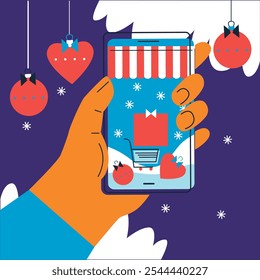 Winter mobile sale banners. Vector of season online shopping website and mobile website banners, posters, newsletter designs, ads, coupons, social media banners. Vector illustration in flat style	
