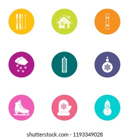 Winter moment icons set. Flat set of 9 winter moment vector icons for web isolated on white background