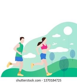 Winter Morning- Flat modern Vector illustration .