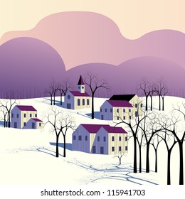 Winter morning landscape (eps10); jpg version also available