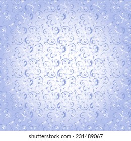 Winter motifs pattern in light blue hues, hand drawing vector illustration