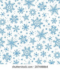 Winter motives, snowflakes seamless pattern
