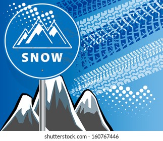 Winter mountain abstract, vector illustration