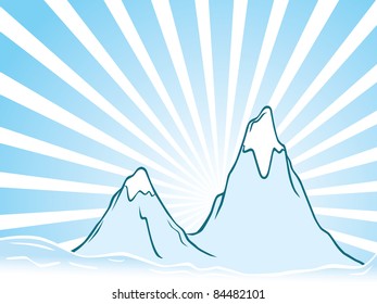 Winter mountain cartoon