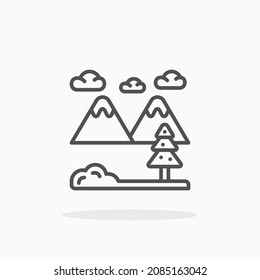 Winter Mountain icon. Editable Stroke and pixel perfect. Outline style. Vector illustration. Enjoy this icon for your project.