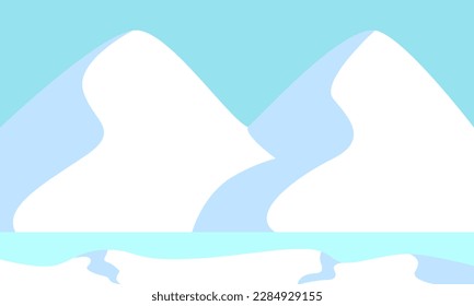 Fondo del paisaje de las montañas invernales, Ice Mountain Flat Vector Illustration