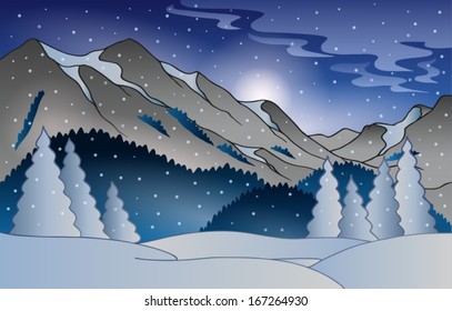 Wintergebirgslandschaft - eps10 Vektorgrafik.