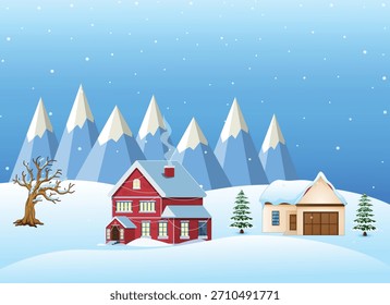 “Beautiful winter mountain landscape featuring snowy houses, trees and a peaceful holiday village scene. Perfect for Christmas designs, wallpapers, printables and digital projects.”