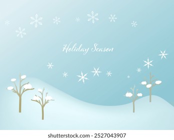 Ilustração de paisagem de montanha de inverno com neve caindo. Molduras de Natal e materiais de fundo. design de fundo abstrato.