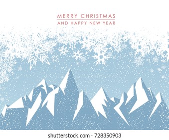 Winter mountain landscape scenery with Merry Christmas.