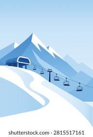 winter mountain landscape with ski lift