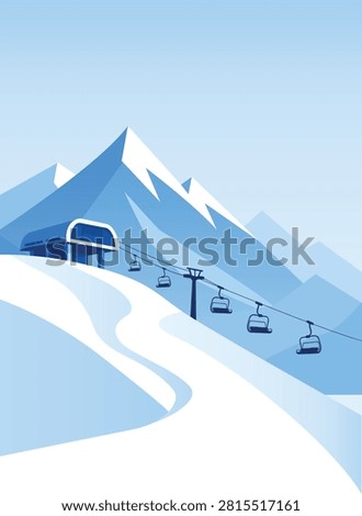 winter mountain landscape with ski lift