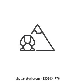 Winter mountain landscape for ski line icon. linear style sign for mobile concept and web design. Mountain travel outline vector icon. Symbol, logo illustration. Pixel perfect vector graphics