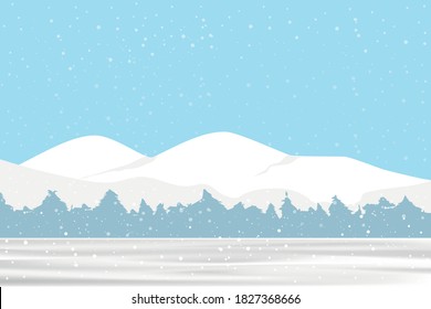 Paisaje montañoso invernal con nevada.