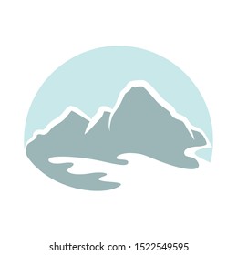 Winter mountain landscape, vector illustration