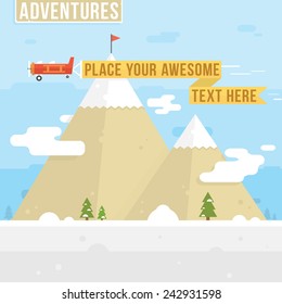 Winter mountain landscape vector illustration