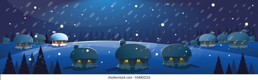 Winter Mountain Landscape White Snow Banner Flat Vector Illustration