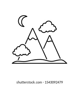 Winter mountain moon icon. Simple line, outline vector of Christmas icons for ui and ux, website or mobile application