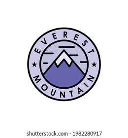 winter mountain outdoor stamp or sticker logo design