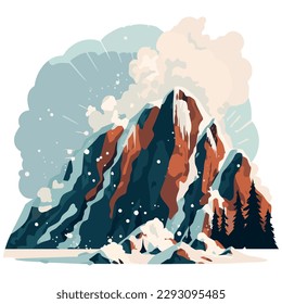 winter mountain peak over white