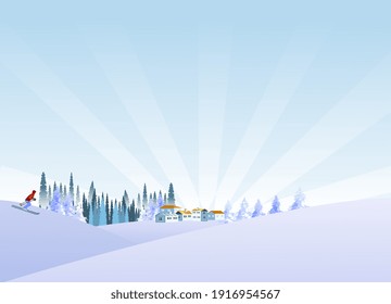 Winter mountain resort, ski, snow, llandscape vector