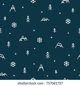 Winter mountain seamless pattern christmas snow concept