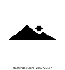Winter Mountain silhouette icon, Ice Mountain icon with snowflake symbol. Top choice graphic element from winter theme icons collection. Editable vector template for many purposes.