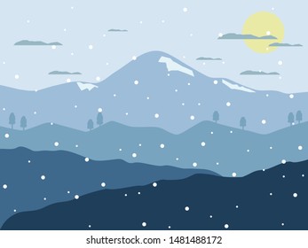 winter mountain view with snow