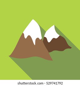 Winter mountains icon. Flat illustration of winter mountains vector icon for web