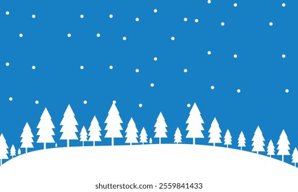 Winter Mountains landscape. Christmas snow nature background. Snowfall on background. Vector illustration