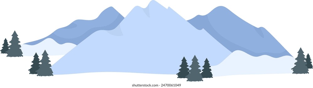 Winter Mountains Landscape Vector Illustration