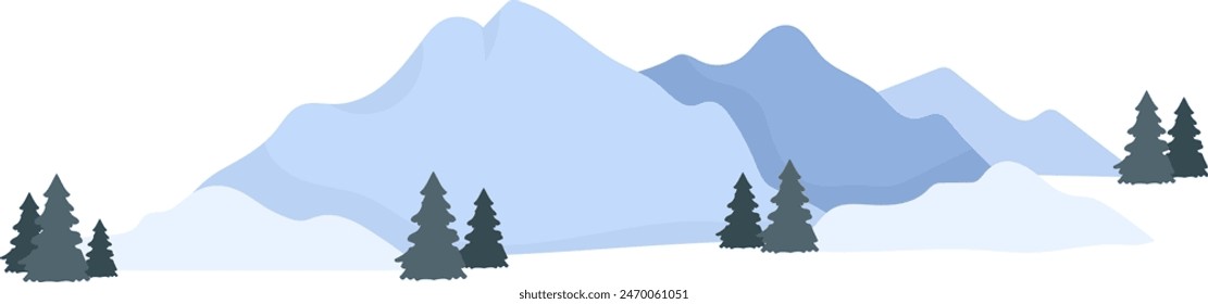 Winter Mountains Landscape Vector Illustration