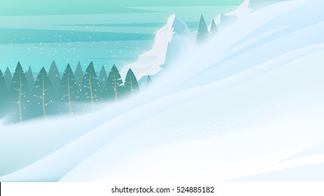 Winter mountains landscape. Vector illustration