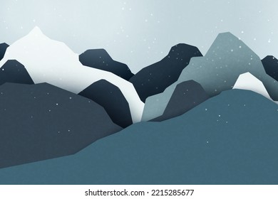 Winter Mountains landscape.Merry christmas and happy new year background paper art style.Vector illustration.