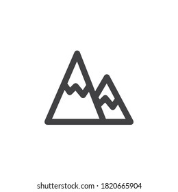 Winter mountains line icon. linear style sign for mobile concept and web design. Snowy mountain peak outline vector icon. Symbol, logo illustration. Vector graphics