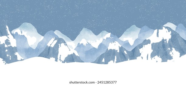 Winterberge. Moderner minimalistischer Kunstdruck aus der Mitte des Jahrhunderts. Abstrakte Berg zeitgenössische ästhetische Hintergründe Landschaften. Vektorillustrationen