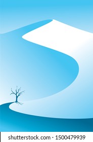 Winter mountains. Snow mountain. Lonely tree in the snow. Vector illustration suitable for poster