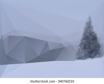 winter in the Mountains triangle polygonal geometric background. Grayscale backdrop with copy space