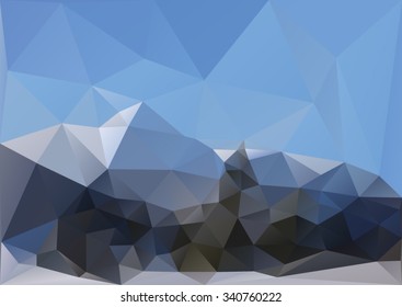 winter in the Mountains triangle polygonal geometric background. backdrop with copy space
