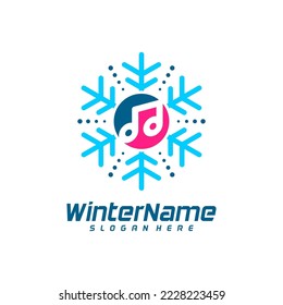 Winter Music logo template, Winter logo design vector