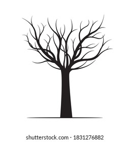 Árbol desnudo de invierno. Ilustración del contorno del vector. Planta en el jardín. Archivo EPS.