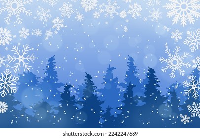 Winter Nature Background with Snow Flakes Element