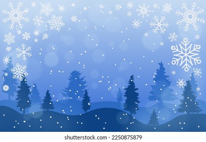 Winter Nature Background with Snow Flakes Element