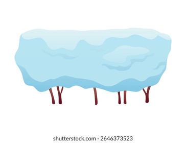 Winter nature design element set. Snow symbol, snowy bush. Snowy decoration isolated on white background. Vector cartoon illustration