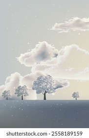 Winter nature landscape vector illustration. Marry christmas and happy new year background design.