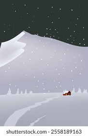 Winter nature landscape vector illustration. Marry christmas and happy new year background design.