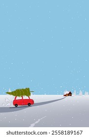 Winter nature landscape vector illustration. Marry christmas and happy new year background design.