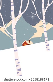 Winter nature landscape vector illustration. Marry christmas and happy new year background design.