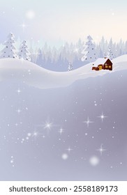 Winter nature landscape vector illustration. Marry christmas and happy new year background design.